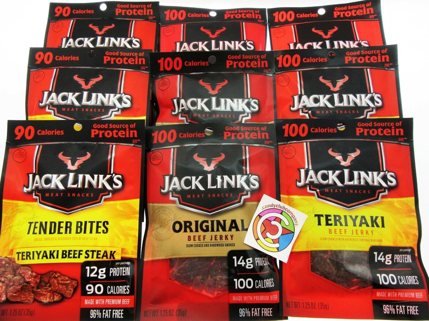 Jack Links Variety 9 pack Teriyaki Original Tender Bites Beef Jerky Dried Meat