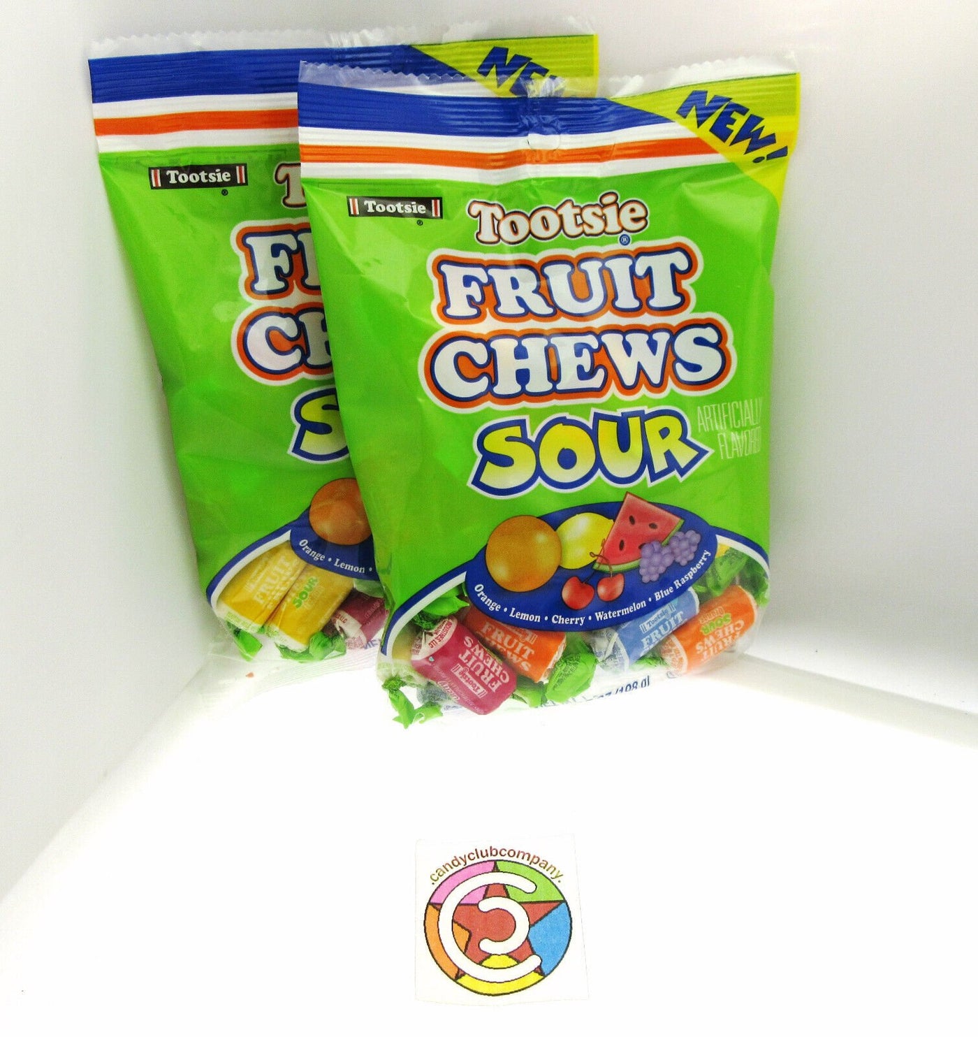 Sour Tootsie Fruit Chews ~ Assorted Fruit Rolls Candy ~ 7oz bag ~ Lot of 2
