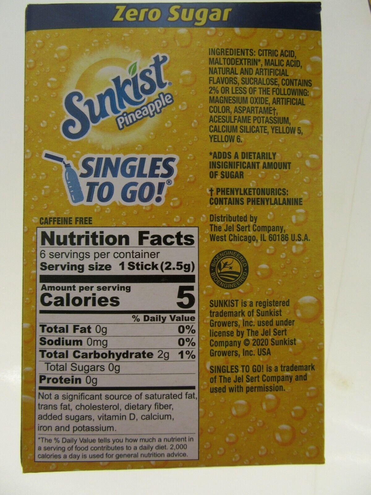 Sunkist Pineapple ~ Packets ~ Zero Sugar Free ~ Drink Mix ~ 3 Boxes