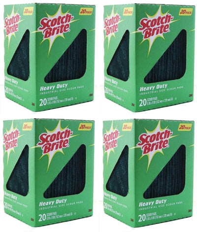 Scotch Brite Heavy Duty Industrial Size Box of 20 Scour Pads 6"x9" ~ Lot of 4