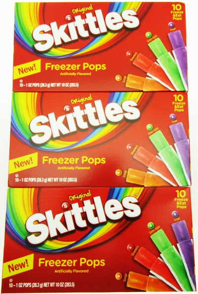 Skittles Freezer Pops ~10 freeze pop box ~ Lot of 3