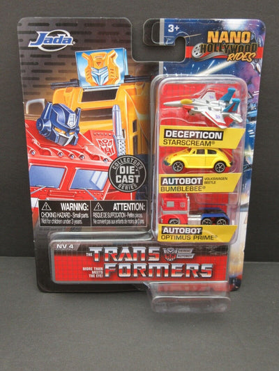 TRANSFORMERS Starscream Optimus Prime Bumblebee VW Die Cast Nano Hollywood Rides