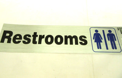 Restrooms Self Adhesive Metal Sign