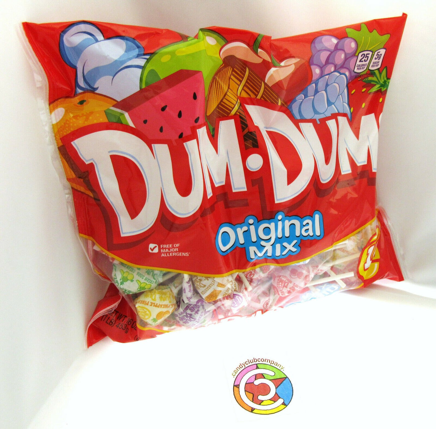 Dum Dums~ Original Pops ~ Lolipop Suckers Candy ~ 1 Lb Bag