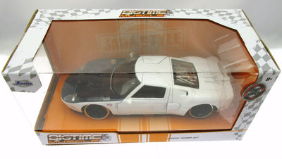 2005 Ford GT ~ Die Cast Car ~ Bigtime Muscle ~ White w/Blue Hood ~ 1:24 scale
