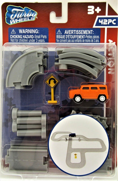 Turbo Wheels ~ Orange Vehicle Sign & 40 Tracks ~ Trucks ~ Tiny Toys!