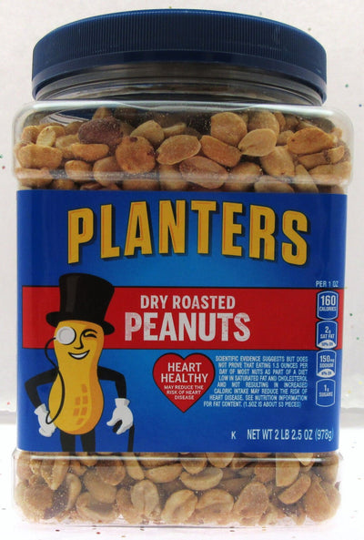 Planters Dry Roasted Party Size Peanuts ~ Heart Healthy ~ 34.5 oz Nuts