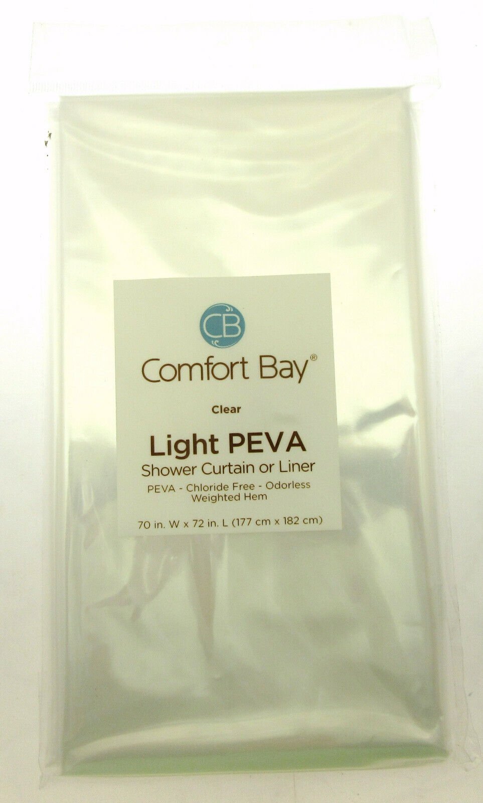 Comfort Bay  ~ Shower Curtain / Liner  ~ 70" X 72" ~ Clear ~ Light PEVA