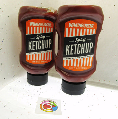 Whataburger Spicy Ketchup "Wake Up You Taste Buds" ~ 20oz Bottle ~ Lot of 2