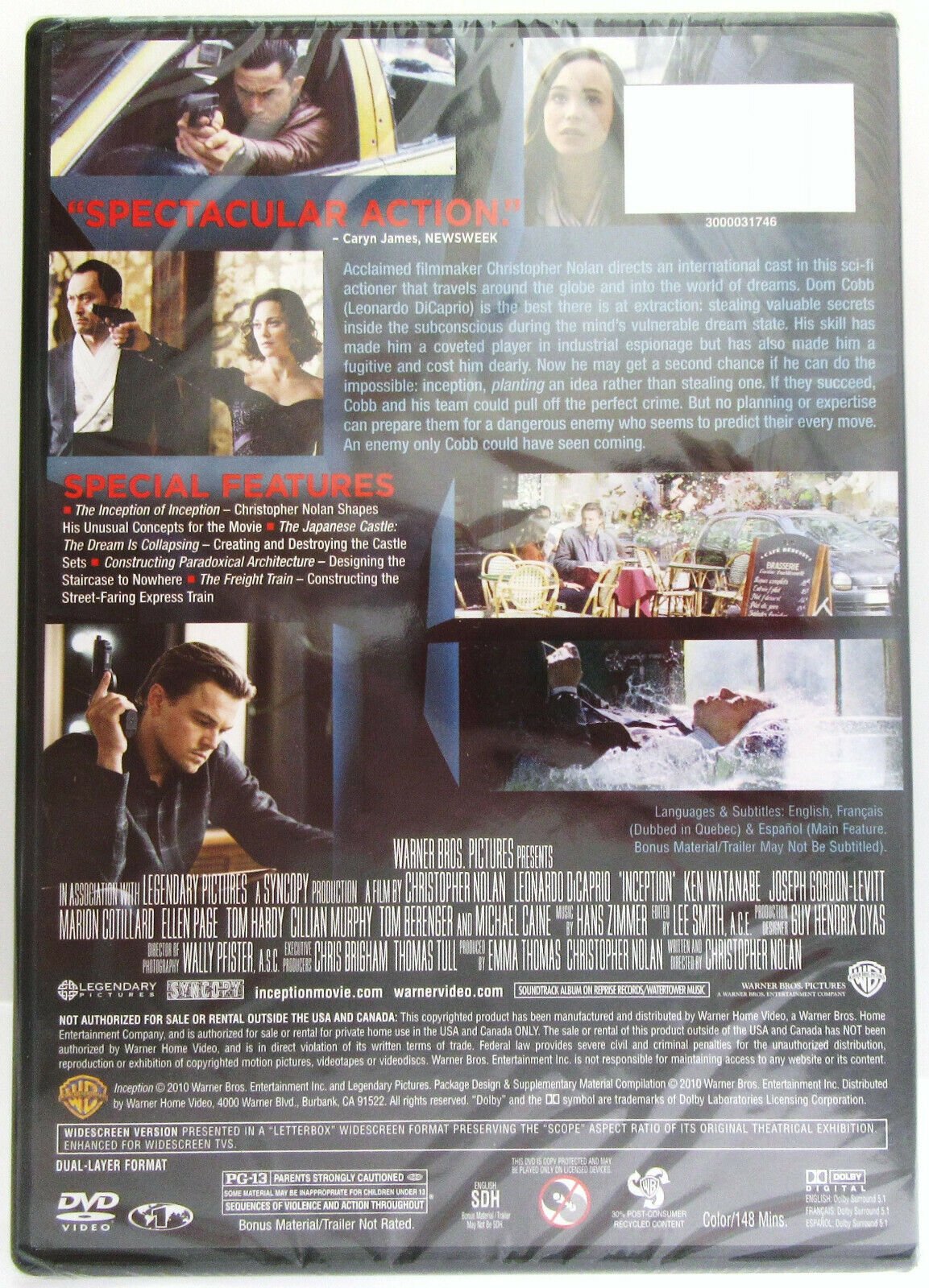 Inception ~ 2010 ~ Leonardo DiCaprio ~ Ken Watanabe ~ Movie Film ~ New DVD