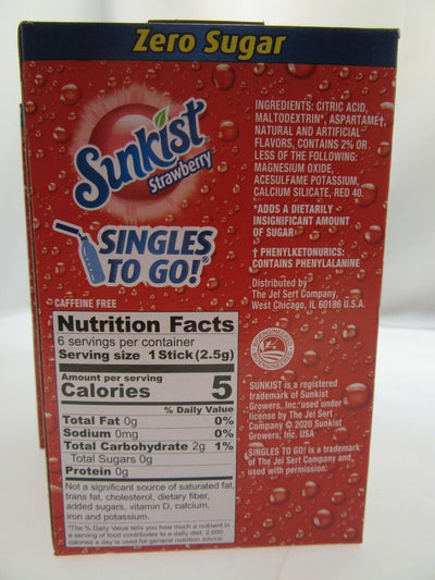 Sunkist Strawberry ~ Packets ~ Zero Sugar Free ~ Drink Mix ~ 3 Boxes