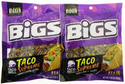 Bigs Taco Bell ~ Taco Supreme ~ Sunflower Seeds ~ 3.63oz bag ~ Lot of 2