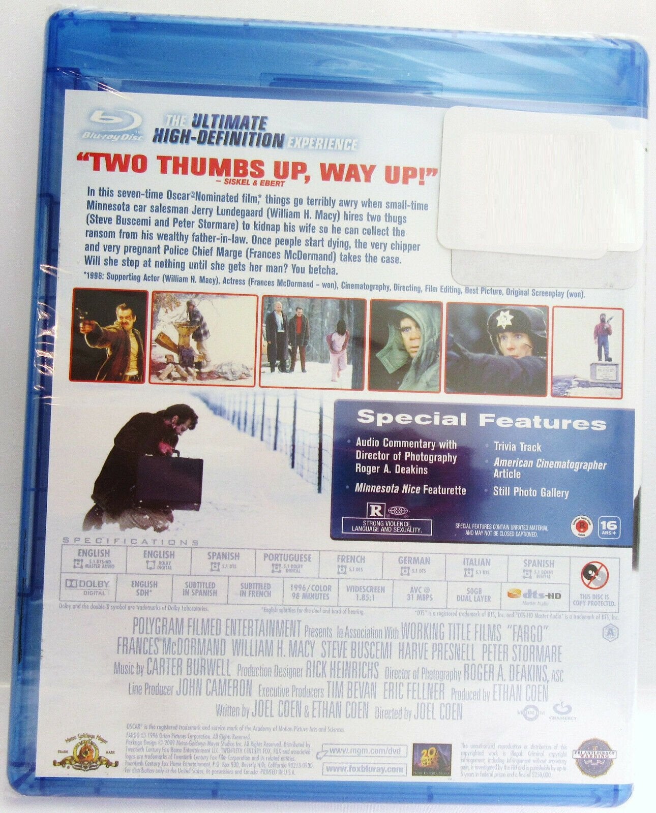 Fargo ~ 1996 Film ~ Frances McDormand ~ Movie ~ New Blu-ray Disc