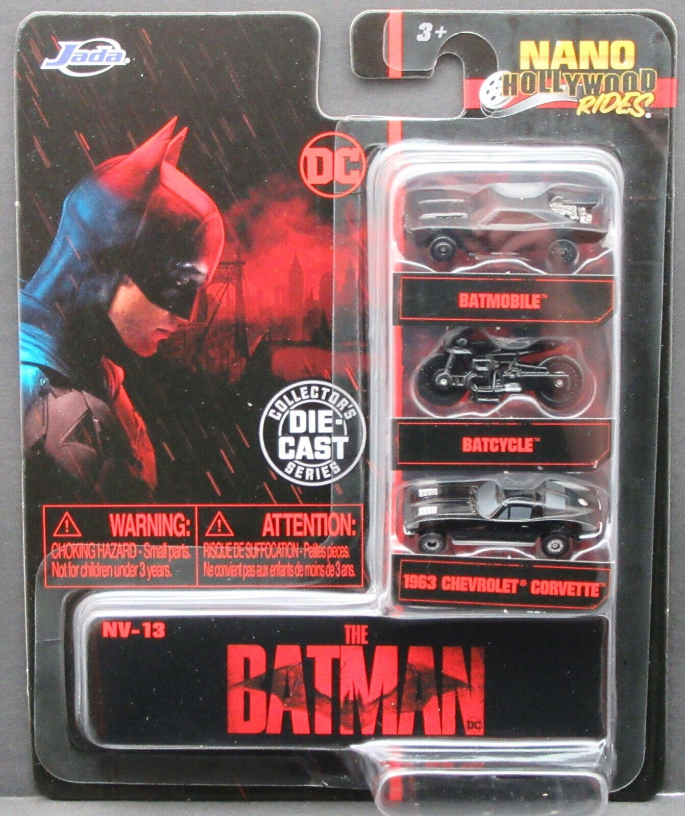 THE BATMAN ~ Nano ~ Hollywood Rides ~ Batmobile, Batcycle & Corvette ~ Die Cast