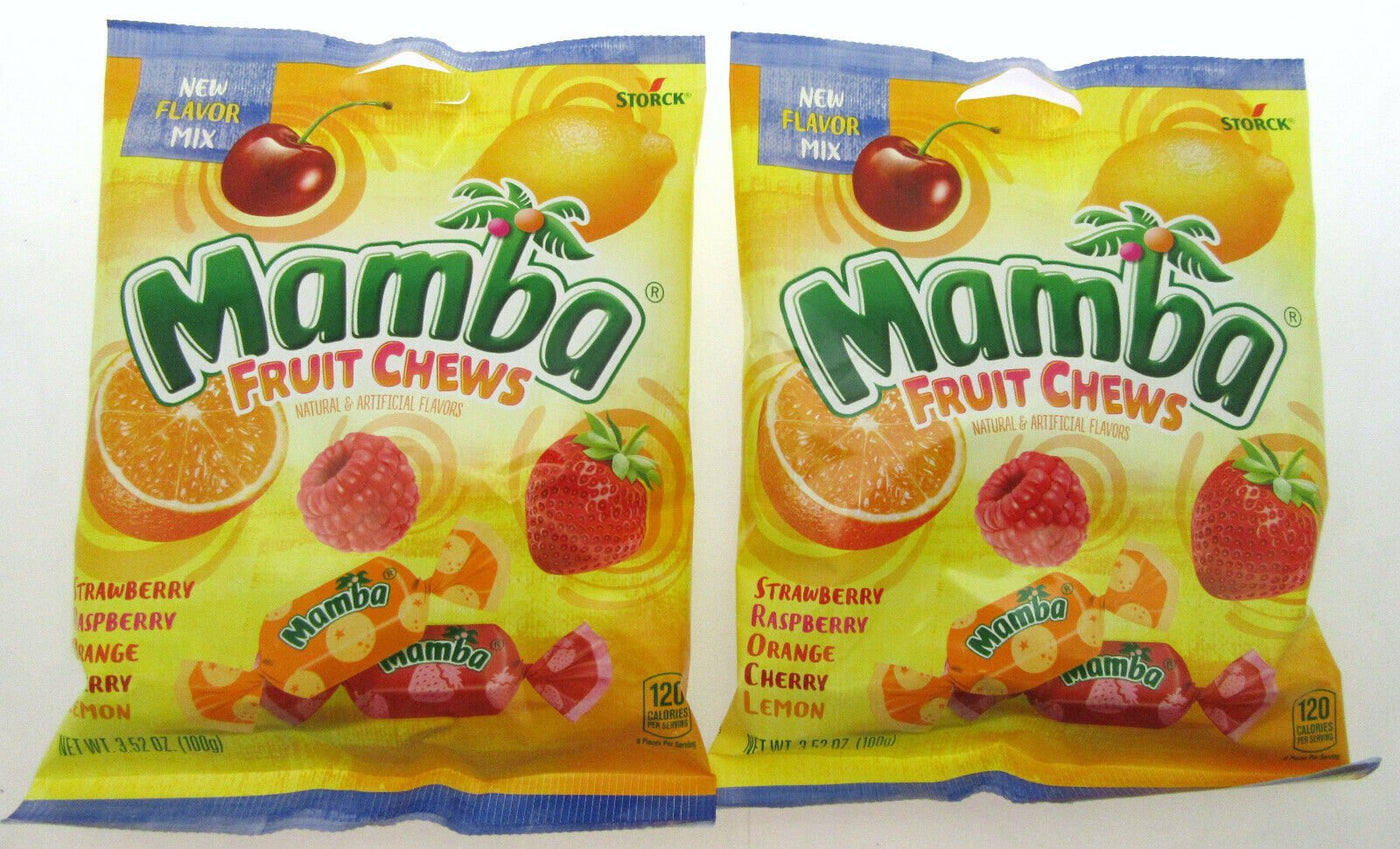 Mamba ~ Fruit Chews ~ American Candy ~ 3.52oz Bag ~ Lot of 2