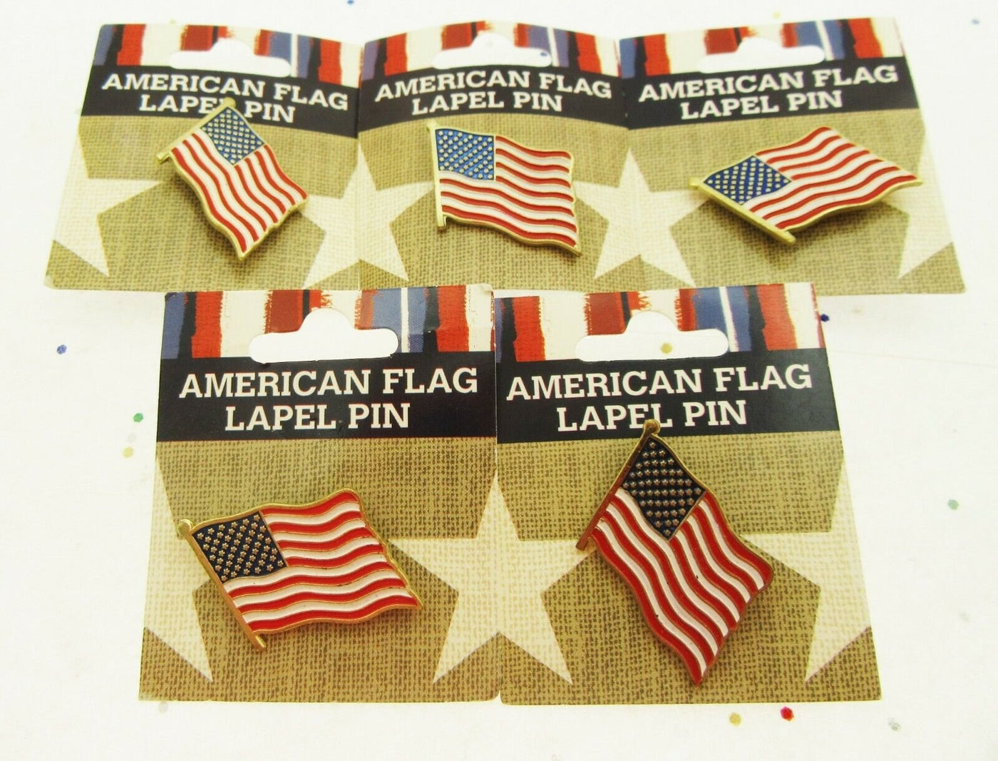 5 American Flag Lapel Pins Red White Blue Patriot Holiday Memorial Veterans July