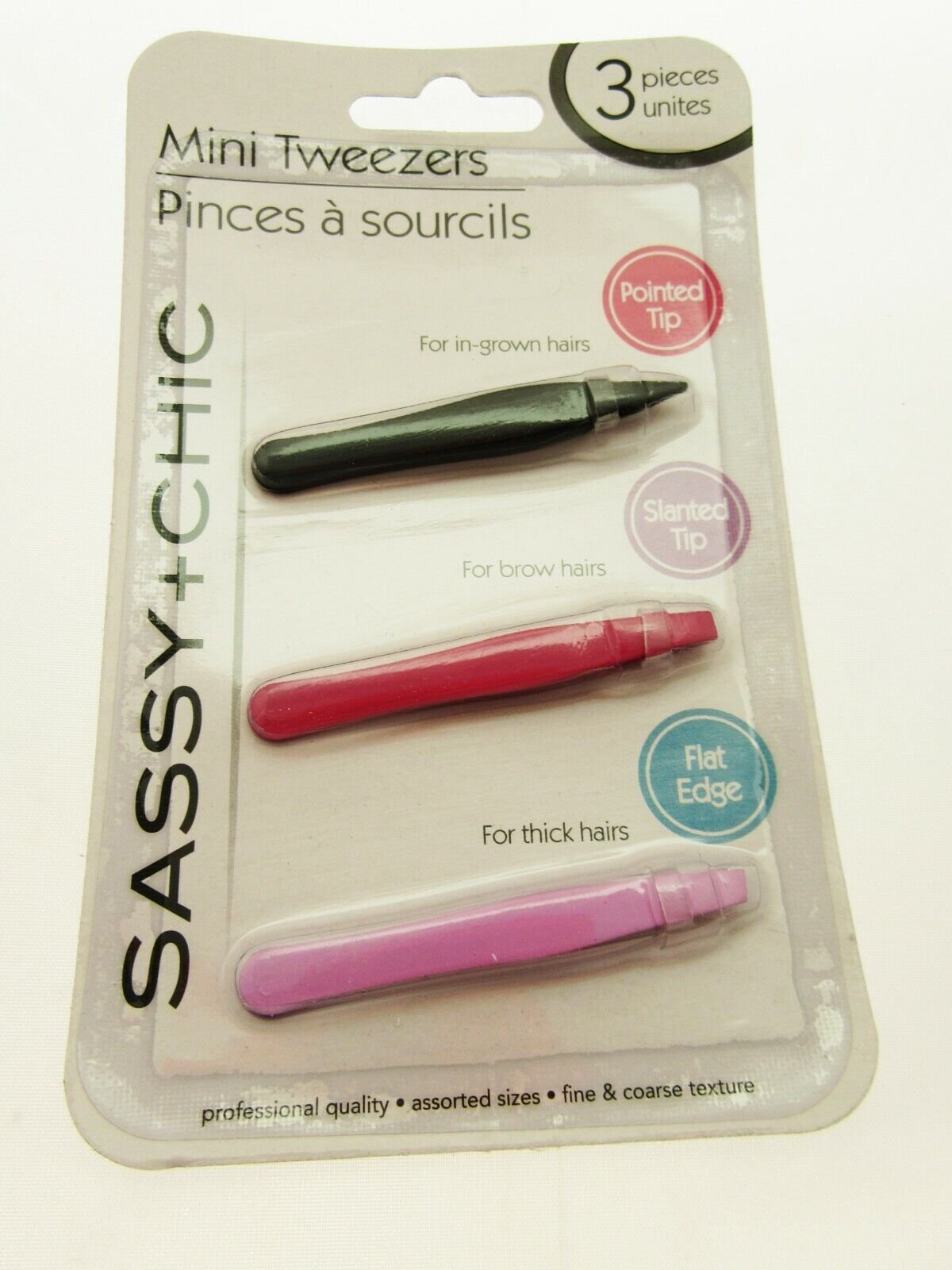 Mini tweezers ~ Sassy & Chic ~ 3pc set For In-Grown Brow & Thick Hairs Hair