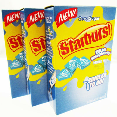 NEW! Starburst Blue Raspberry ~ Packets ~ Zero Sugar Free ~ Drink Mix ~ 3 Boxes