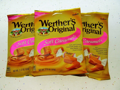 Werther's Soft Caramels 2.22oz Bags Soft Chews Pink Label Chewy Candies Lot of 3