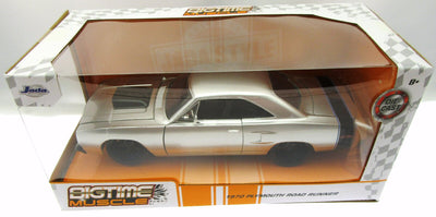 1970 Plymouth Road Runner ~ Die Cast Car ~ Bigtime Muscle ~ Silver ~ 1:24