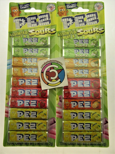 Pez ~ Assorted Fruit And Sours (A) ~ 10 pack 2.9oz ~ Lot of 2