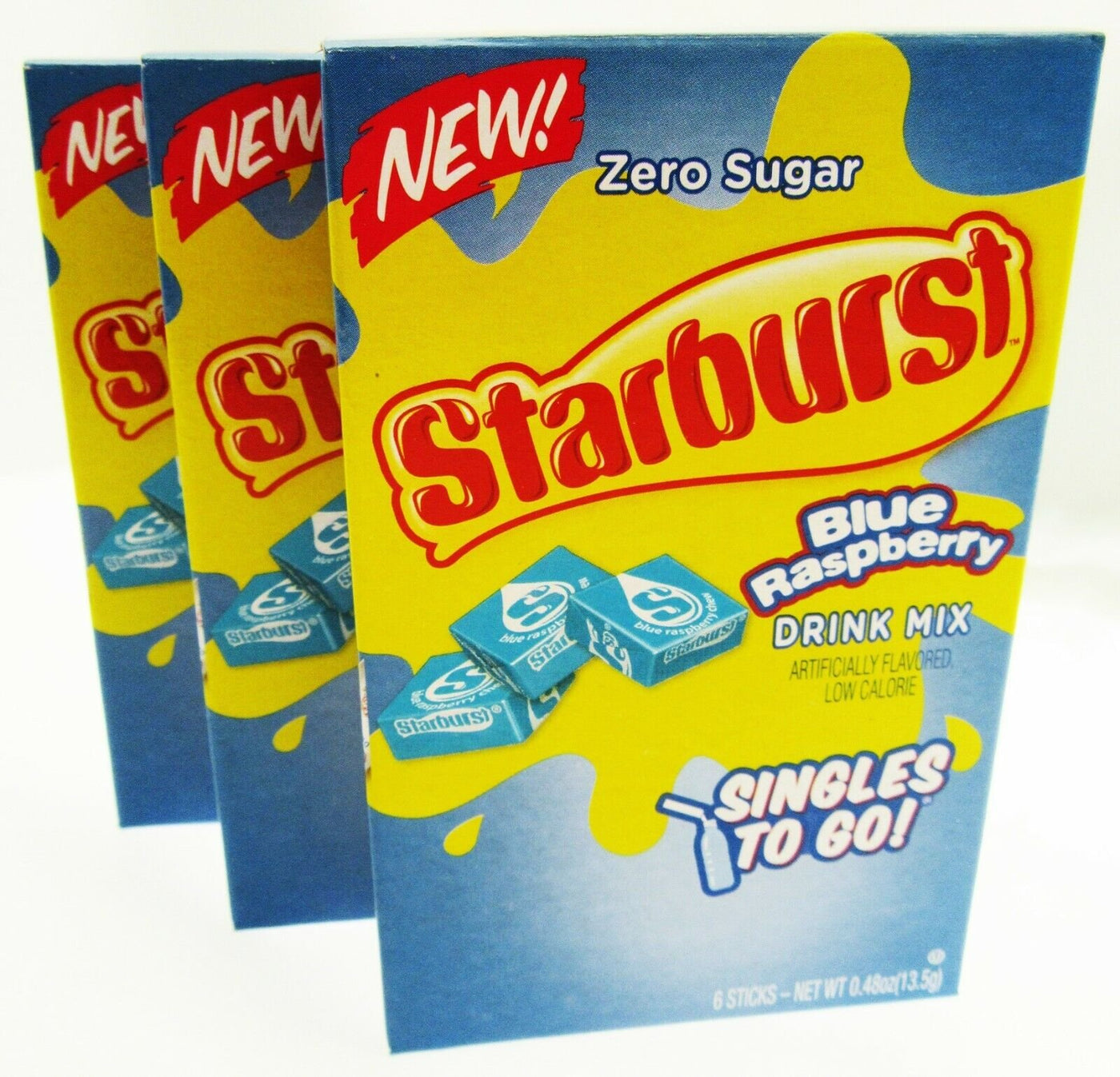 NEW! Starburst Blue Raspberry ~ Packets ~ Zero Sugar Free ~ Drink Mix ~ 3 Boxes