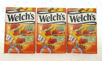 Welch's Strawberry Peach ~ Packets ~ Low Calorie ~ Drink Mix ~ Lot of 3