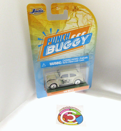 VW Beetle ~ Punch Buggy ~ Cream White with Flames ~ 1:55 Scale