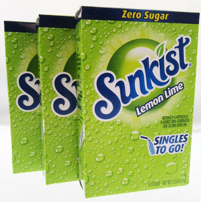 Sunkist Lemon Lime ~ Packets ~ Zero Sugar Free ~ Drink Mix ~ 3 Boxes