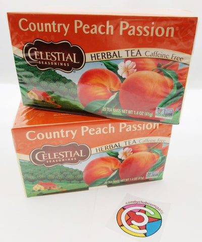 Celestial Country Peach Passion Herbal Tea 20 bags each ~ Lot of 2