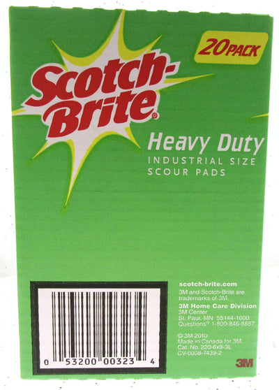 20pc Scotch Brite Heavy Duty Industrial Size Scour Pads 6"x9" 3M