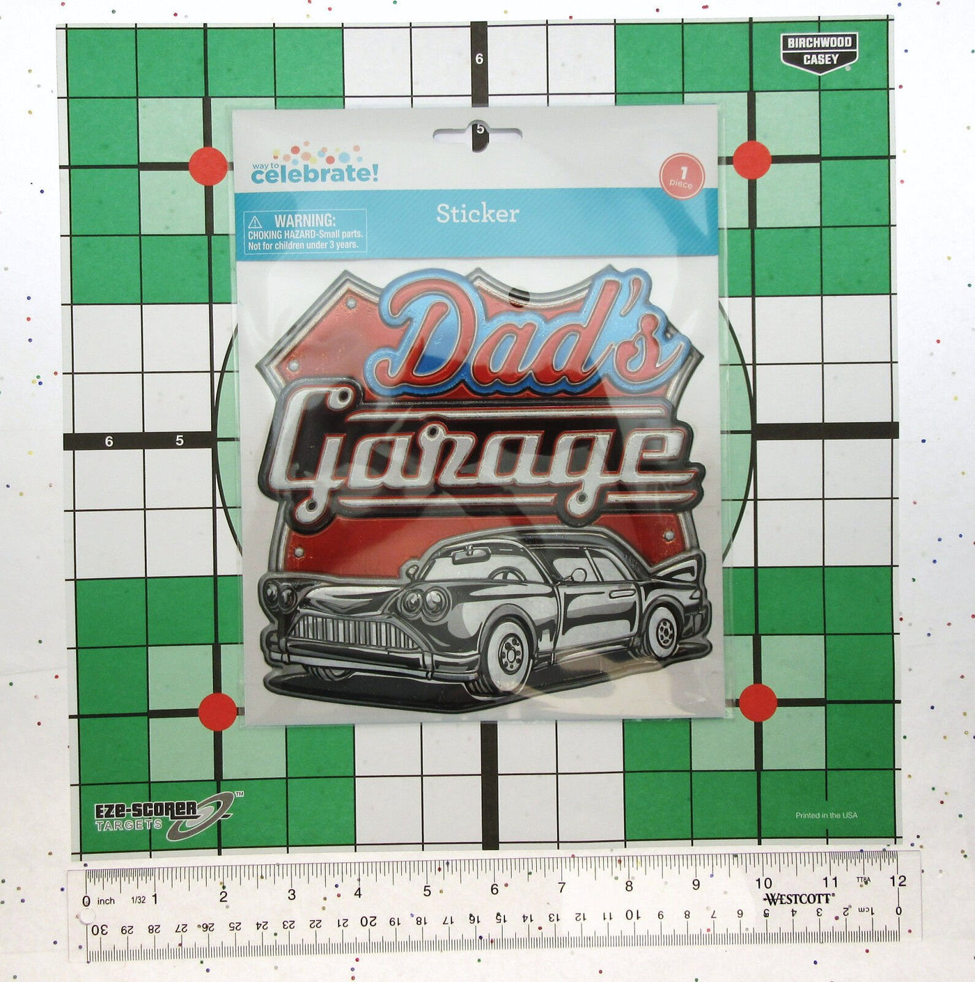 Dad's Garage Car Wall Sticker ~ 7 x 7 inch ~ Peel and Stick ~ Decor