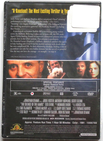 The Silence of the Lambs ~ 1991 ~ Jodie Foster,  Anthony Hopkins ~ Movie New DVD