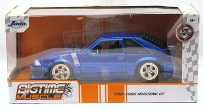1989 Ford Mustang GT ~ Die Cast Car ~ Bigtime Muscle ~ Blue ~ 1:24