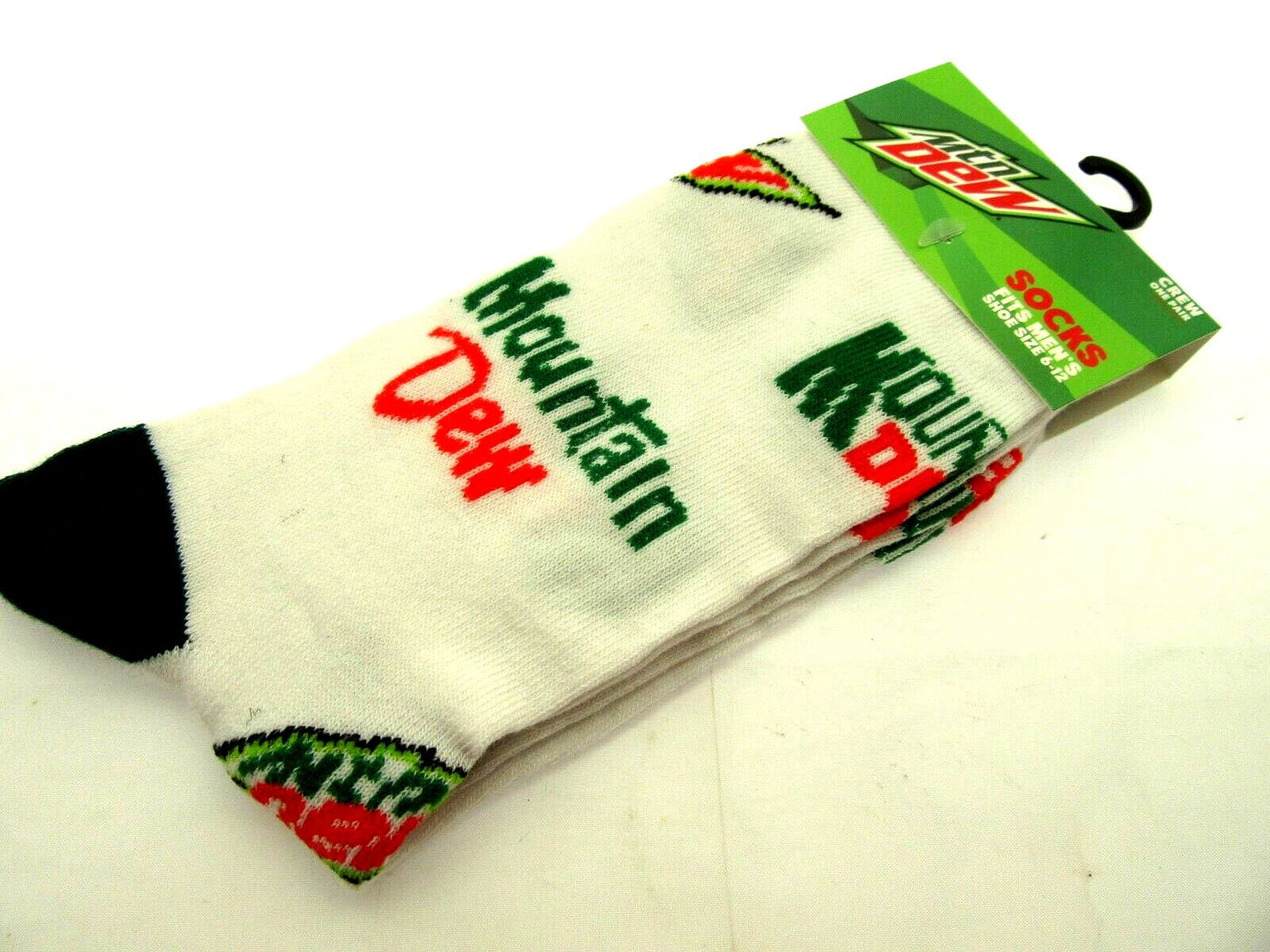 One Pair of Mountain Dew Crew Socks for Men Shoe Sizes 6 - 12