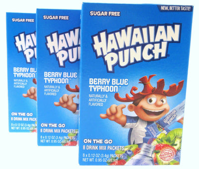 Hawaiian Punch Berry Blue Typhoon ~ Sugar Free ~ Drink Mix ~ Lot of 3