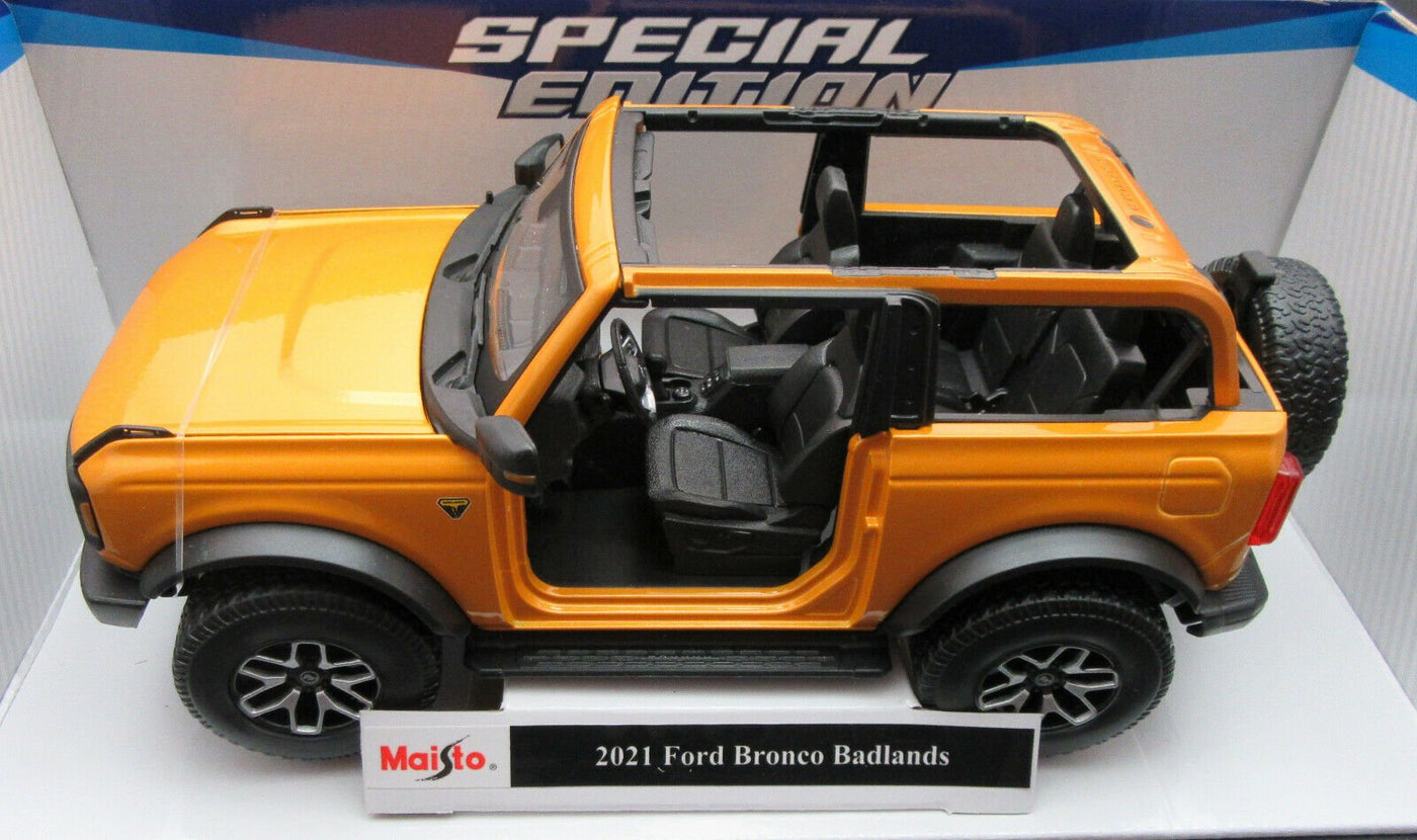 2021 Ford Bronco Badlands ~ Orange ~ 1:18 Metal Die Cast ~ Maisto