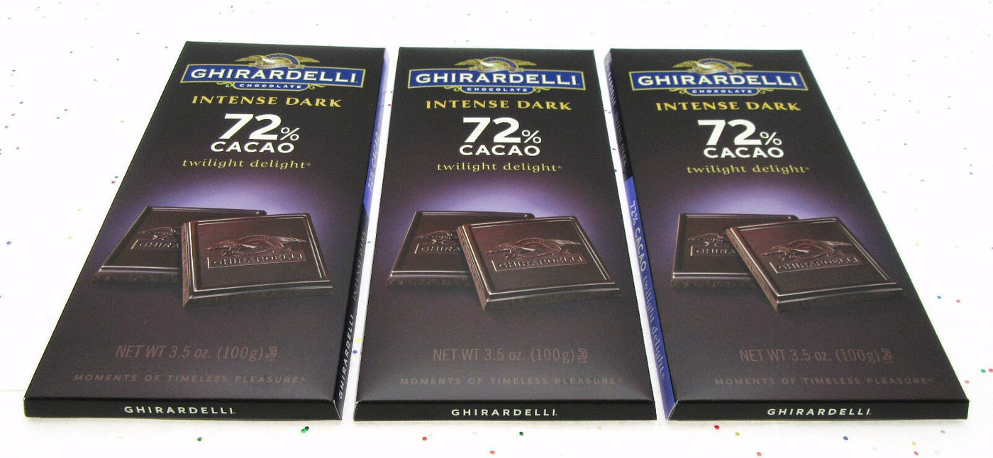 Ghirardelli Intense Dark 72% Chocolate Geradeli ~3.5 ounce ~ Lot of 3
