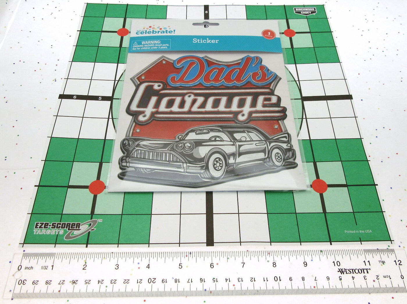 Dad's Garage Car Wall Sticker ~ 7 x 7 inch ~ Peel and Stick ~ Decor