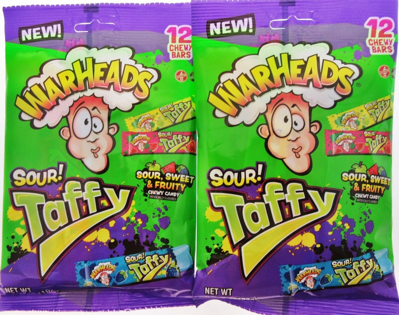 NEW! Warheads ~ Sour Taffy ~ 3.59oz Bag ~ Lot of 2