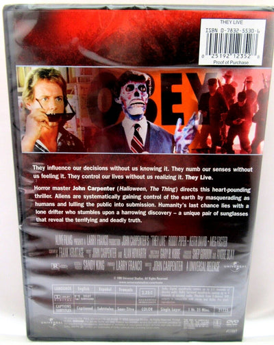 They Live ~ John Carpenter's ~ 1988 ~ Roddy Piper ~ Sci-fi Horror ~ DVD Movie