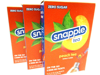 Snapple Peach Tea ~ 6 Packets ~ Low Calorie ~ Drink Mix ~ Lot of 3
