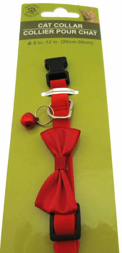 Cat Collar by Greenbrier Kennel Club ~ With Bell ~ Red Bow Tie