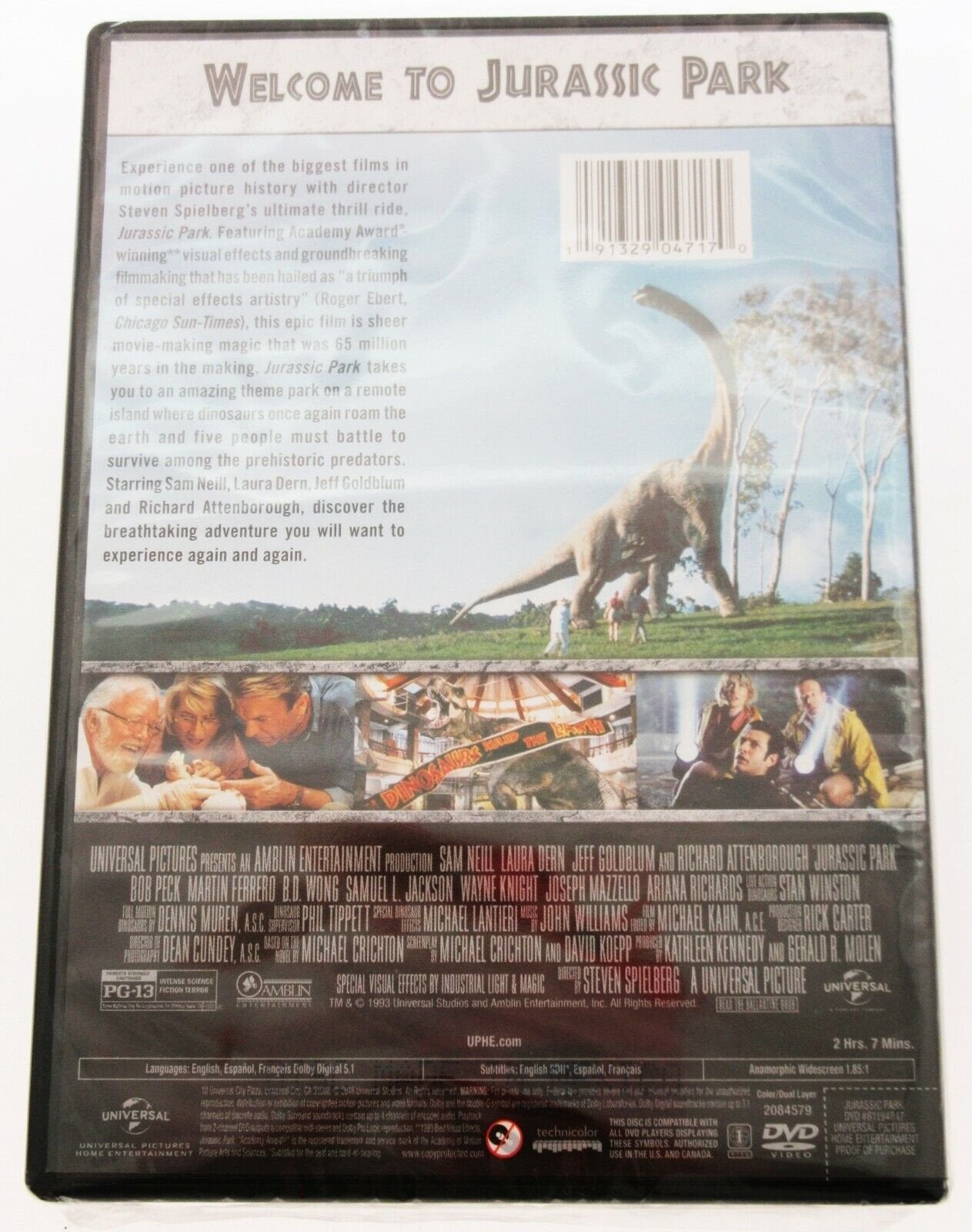 Jurassic Park ~ 1993 ~ Jeff Goldblum ~ New DVD Movie