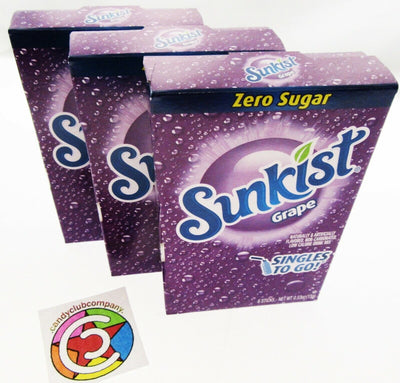 Sunkist Grape ~ Packets ~ Zero Sugar Free ~ Drink Mix ~ 3 Boxes