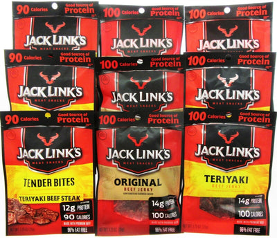 Jack Links Variety 9 pack Teriyaki Original Tender Bites Beef Jerky Dried Meat