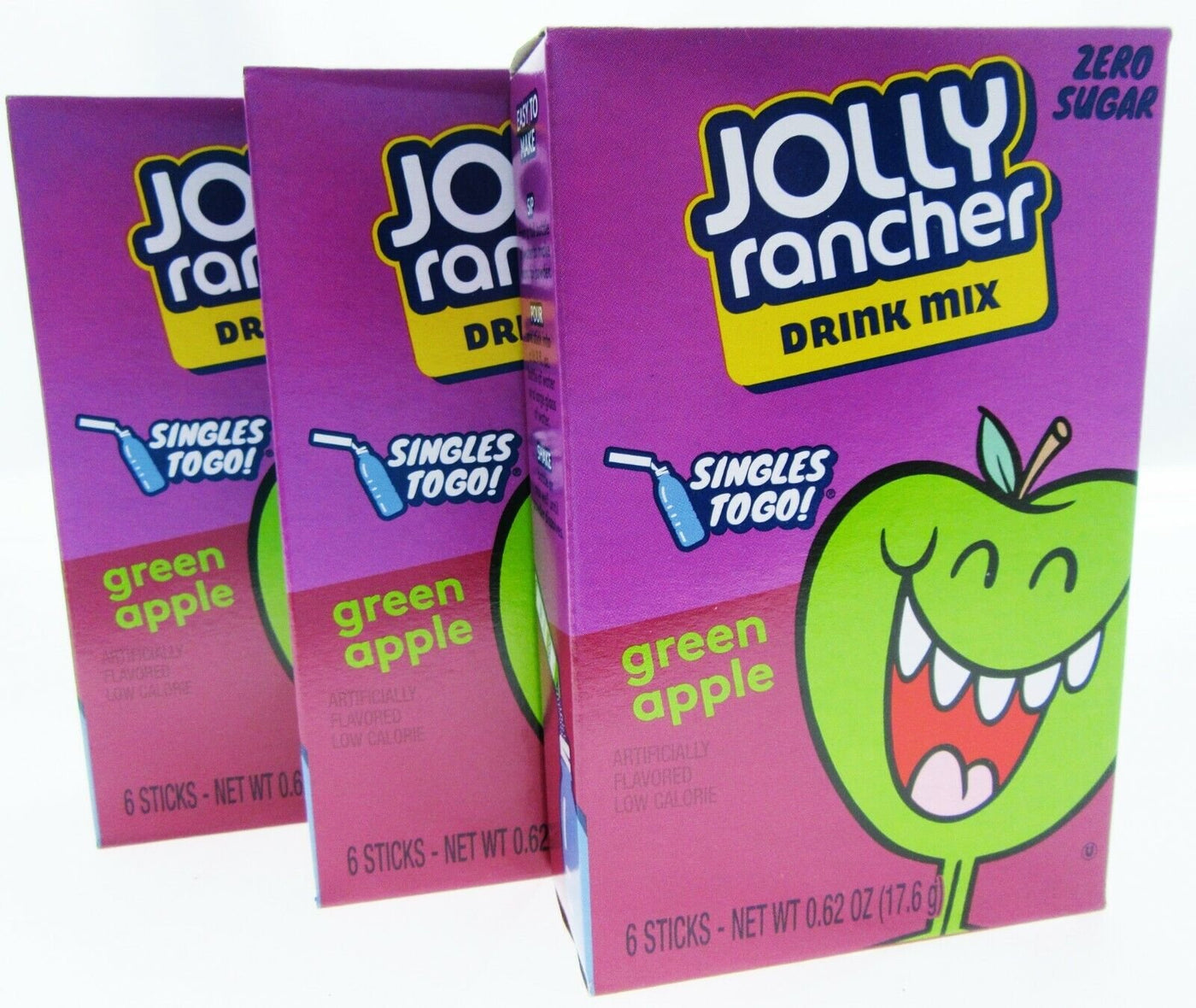 Jolly Rancher Singles Water Drink Mix ~ Sugar Free ~ 3 Boxes Green Apple