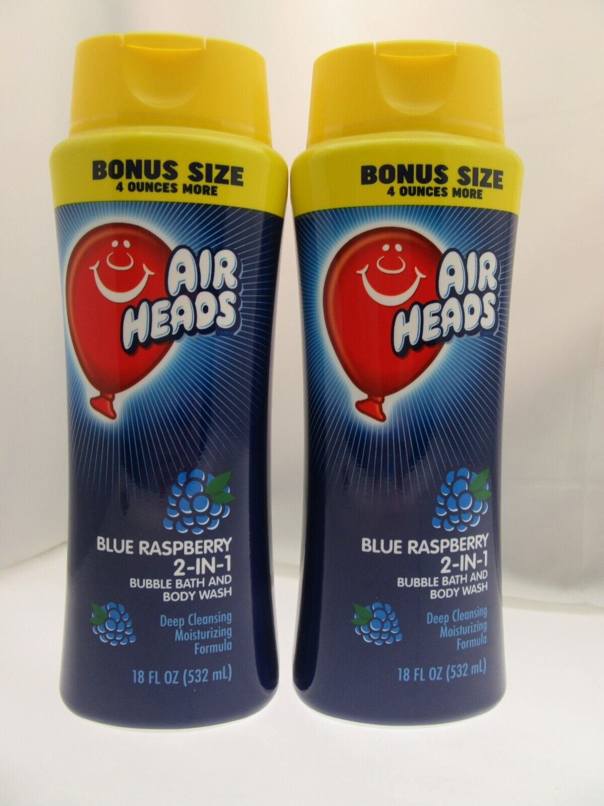 Airheads Blue Raspberry 2-in-1 Bubble Bath & Moisturizing Body Wash Lot of 2