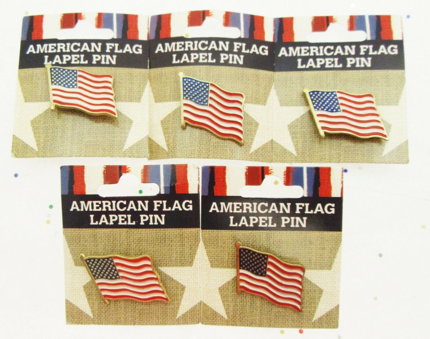 5 American Flag Lapel Pins Red White Blue Patriot Holiday Memorial Veterans July