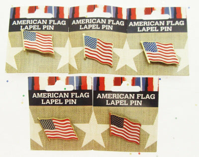 5 American Flag Lapel Pins Red White Blue Patriot Holiday Memorial Veterans July